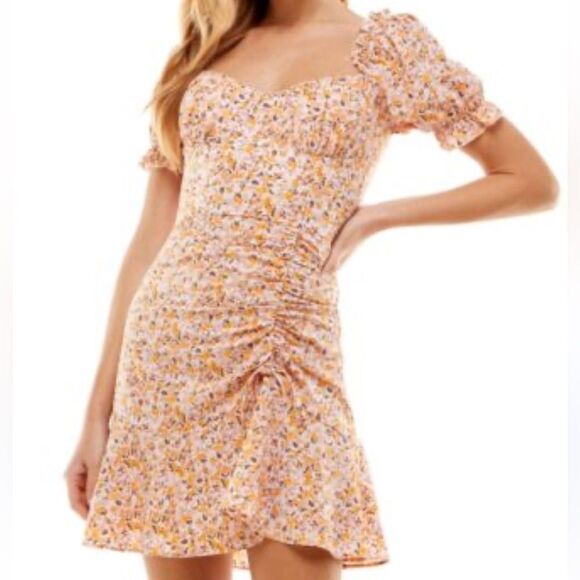 City studios Juniors Floral Print Ruched Bustier Dress size Medium Balletcore - Picture 3 of 8